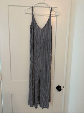 bp Navy and White Striped Spaghetti Strap Jumpsuit